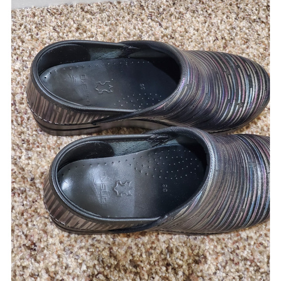 Dansko XP Rainbow Striped Metallic Patent Leather Clogs 36 US 5.5-6 - Picture 11 of 12